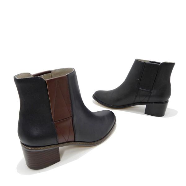 ショートブーツ レディース 本革 サイドゴア 黒 ブラック 紺 ネイビー 太ヒール Cinnamon Noble シナモンノーブル Ds48 セール Cinnamonnoble Ds48 L くつ屋エムオーシー 通販 Yahoo ショッピング