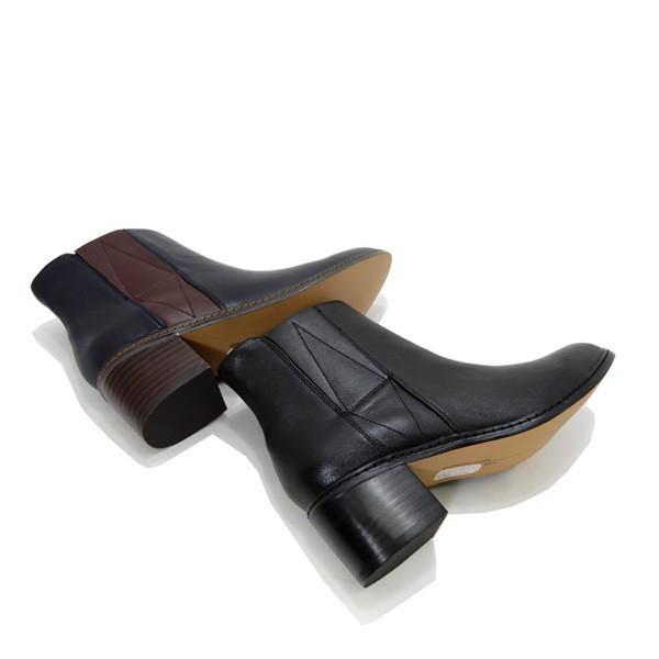 ショートブーツ レディース 本革 サイドゴア 黒 ブラック 紺 ネイビー 太ヒール Cinnamon Noble シナモンノーブル Ds48 セール Cinnamonnoble Ds48 L くつ屋エムオーシー 通販 Yahoo ショッピング