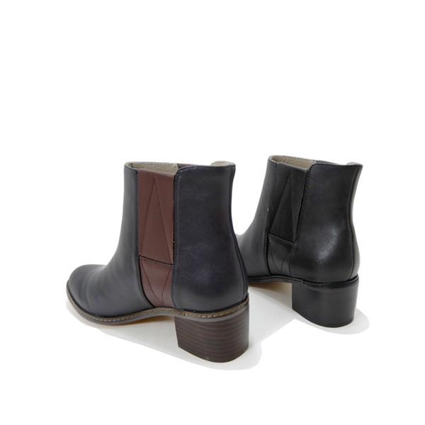 ショートブーツ レディース 本革 サイドゴア 黒 ブラック 紺 ネイビー 太ヒール Cinnamon Noble シナモンノーブル Ds48 セール Cinnamonnoble Ds48 L くつ屋エムオーシー 通販 Yahoo ショッピング