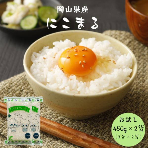 令和7年産 岡山県産 にこまる 900g 【450g(3合)×2袋】 ポイント消化 白米 食品 お試しセット 1kg以下 メール便 国産 送料無料