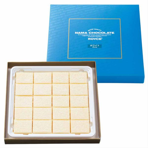 【商品名】生チョコレート　ホワイト【内容量】２０粒【原材料】生クリーム、砂糖、ココアパウダー、カカオマス、全粉乳、ココアバター、香料、乳化剤、(大豆由来)　【アレルギー品目】乳【賞味期限】到着後２０日ほど開封後は賞味期限にかかわらずお早めに...