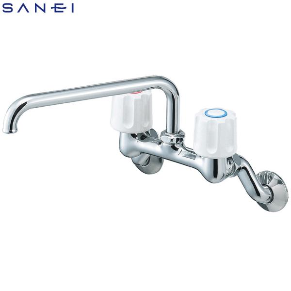 SANEI ツーバルブ混合栓 共用形 K211-W キッチン用水栓金具 壁付きタイプ 三栄水栓