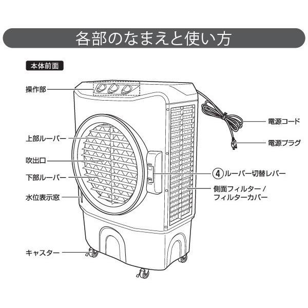 ミカサ YAC-B40V 水風扇 ユアサプライムス 大型 水風扇 YAC-B40V W ホワイト 気化熱 扇風機 冷