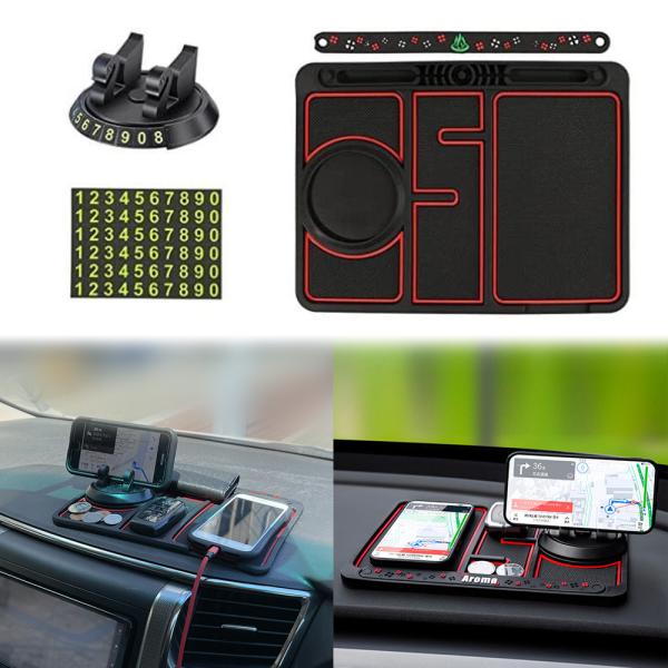車載 滑り止めマット 携帯電話 小銭や子物 置に スマホ ダッシュボードトレイ 小銭 スマートフォン置き 収納 電話番号 ディスプレー 360°回転 ダッシュボード携帯電話アタッチメント携帯電話のナビゲーションが見やすい！電話を水平または垂...