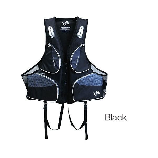 Bluestorm ライフジャケット 黒 GOLDWorks ロゴ 膨脹式 ウエストライフジャケット ブラック