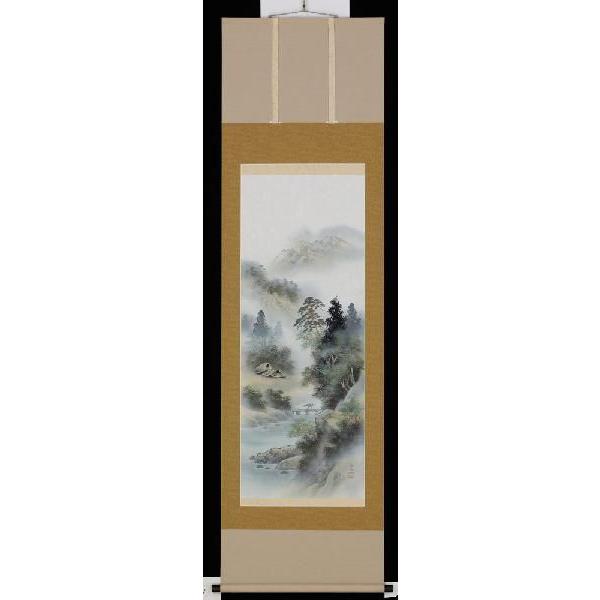 掛軸 彩色山水 中野長春 尺五立 掛け軸 : 古都-京都 掛け軸専門店文永