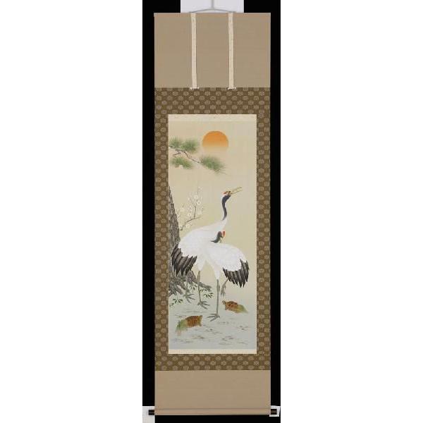 掛軸 鶴亀 藤沢寿峰 尺五立 掛け軸 : 古都-京都 掛け軸専門店文