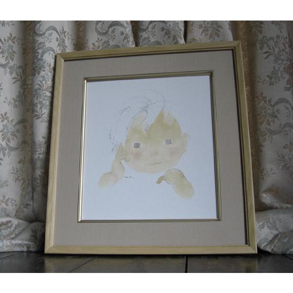 絵画 いわさきちひろ あかちゃん（絶筆） 額 児童画 色紙 送料