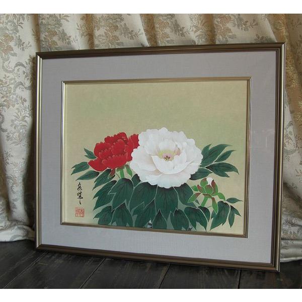 掛け軸 牡丹の絵画 掛軸 鈴木大麻作 【牡丹】 掛軸 鈴木大麻作 【牡丹