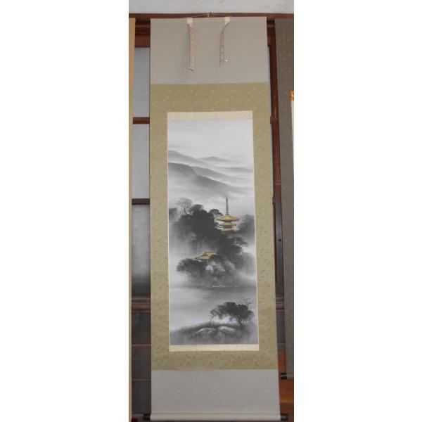掛け軸 古都の彩 渡辺國夫 日展入選作家 美術名典掲載作家 掛軸 全国 