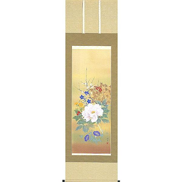 「四季花」　自楽　掛け軸 掛軸 共箱あり 楽天市場】掛け軸 四季花 幸田薫風 花鳥画 掛軸 春 春掛 春掛け