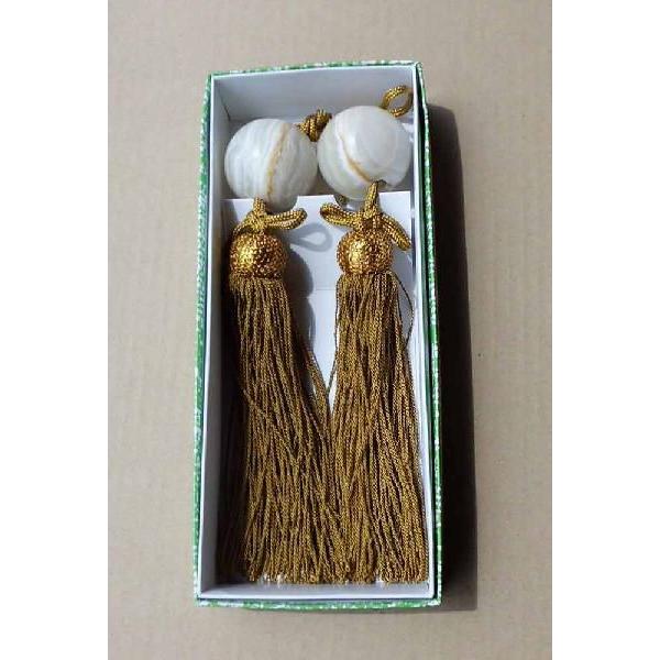 掛け軸 高級オニキス風鎮 フサ：金茶 掛軸 掛軸小物 送料無料
