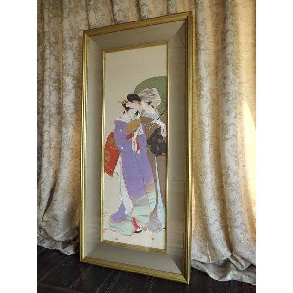美品 掛け軸 上村松園作「深き秋」美人画 工芸印刷 紅葉 秋掛け 楽天市場】上村松園「紅葉可里図」複製画 額入り 色紙額 特殊