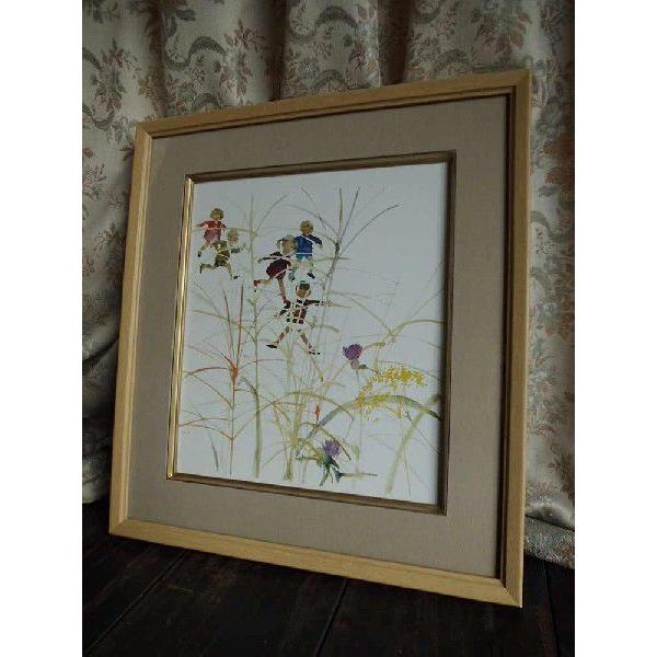 いわさきちひろ「少年スキーヤー」仮題　水彩額41.5×53絵￼25.5×31cm いわさきちひろ「少年スキーヤー」仮題 水彩額41.5×53絵￼25.5×31cm