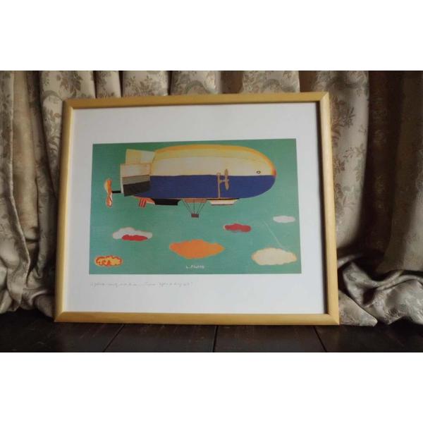ラウラ・フューメ / 絵画・ゾウ・象 / 目立った傷や汚れなし 絵画 ラウラ.フューメ 飛行船 オフセット印刷／アートポスター