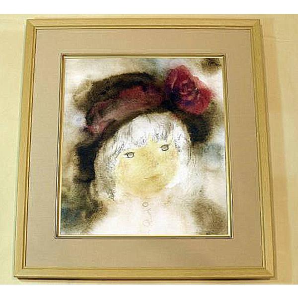 絵画 いわさきちひろ バラ飾りの帽子の少女 額 児童画 色紙 送料 絵画 いわさきちひろ バラ飾りの帽子の少女 額 児童画 色紙 送料