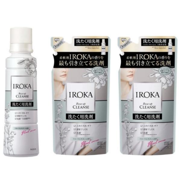 本体+詰替2個セット　IROKA イロカ　ベースアップ　クレンズ 洗濯用洗剤 フローラルサボン　本体600g＋詰替え500ml　栃木倉庫