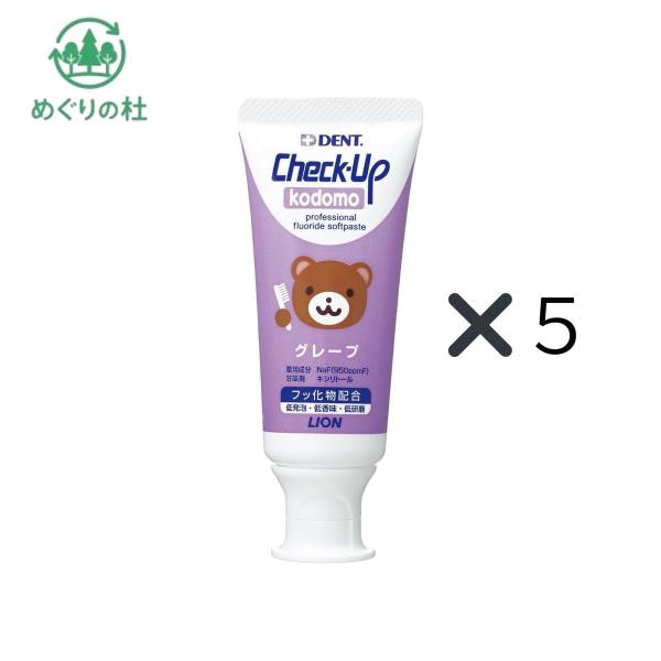 5個セット　ライオン歯科材 ライオン チェックアップ コドモ 60g グレープ ペースト パープル 60グラム 群馬倉庫