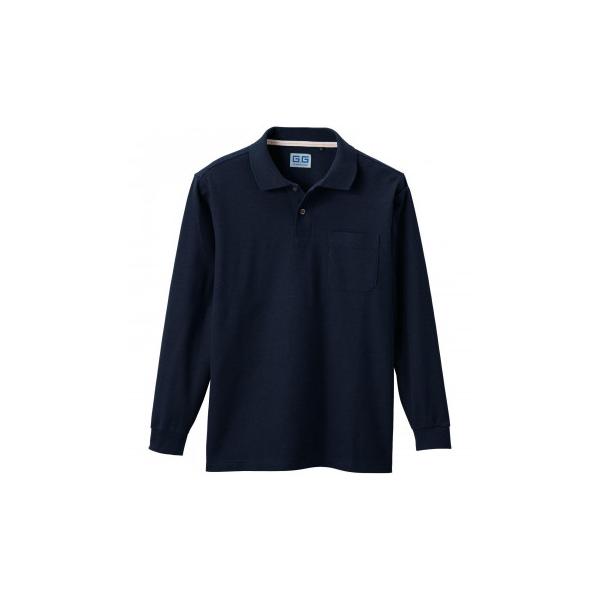 桑和 50590 長袖ポロシャツ(胸ポケット付き) 6Lサイズ ネイビー