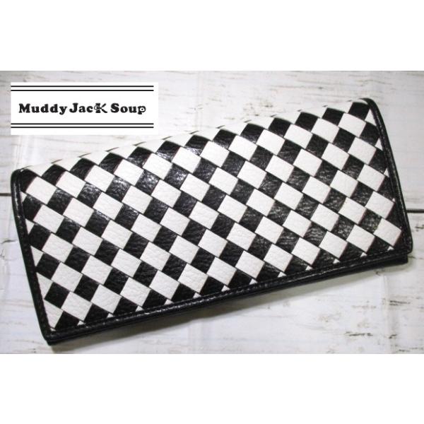 SALE 財布 メンズ 長財布 かぶせ 束入れ マディジャックスープ 本革 編み込み チェッカーフラッグ 箱入り おまけ付き a-little_m76161