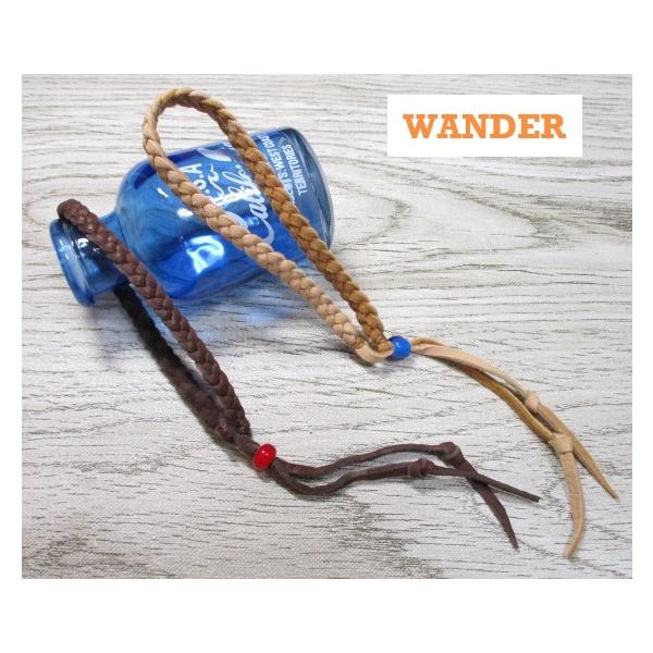アンクレット メンズ レディース 鹿革 レザー 麻ひも ブランド ハンドメイド 本革 日本製 三つ編みデザイン WANDER