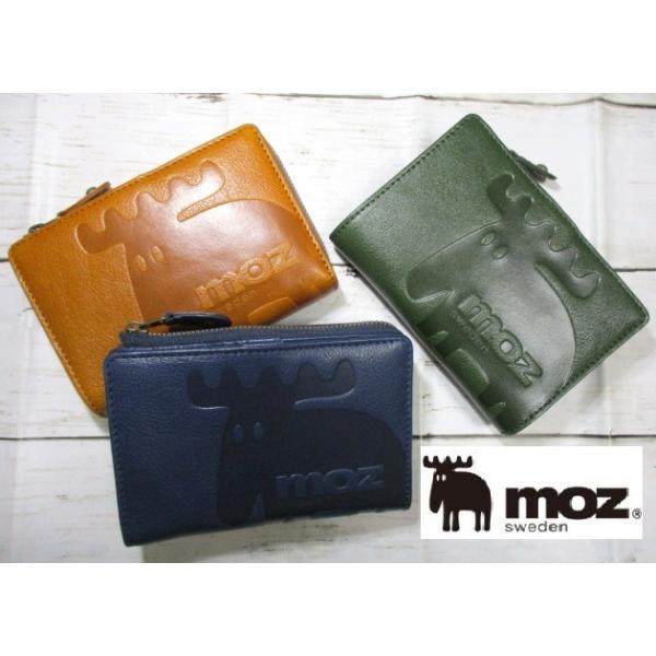 モズ 財布 レディース 折財布 二つ折り L字ラウンド moz ブランド 本革 シンプルなエルクの型押しデザイン 86120 おまけ付き 毎日配送