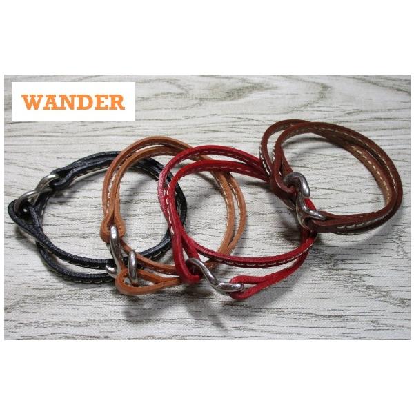 ブレスレット メンズ レディース ブランド ハンドメイド 本革 姫路レザー 日本製 二重巻き ステッチデザイン WANDER