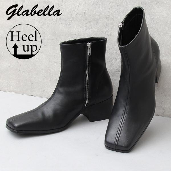 glabella（グラベラ） ヒールブーツ メンズ スクエアトゥ ショート