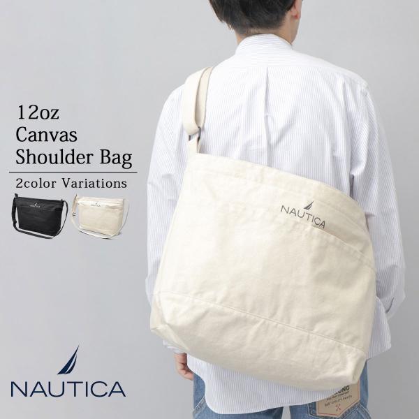 NAUTICA ノーティカ ショルダーバッグ メンズ レディース キャンバスショルダー A4 B4 大容量 12オンス 帆布 ファスナー付き 多収納 ギフト