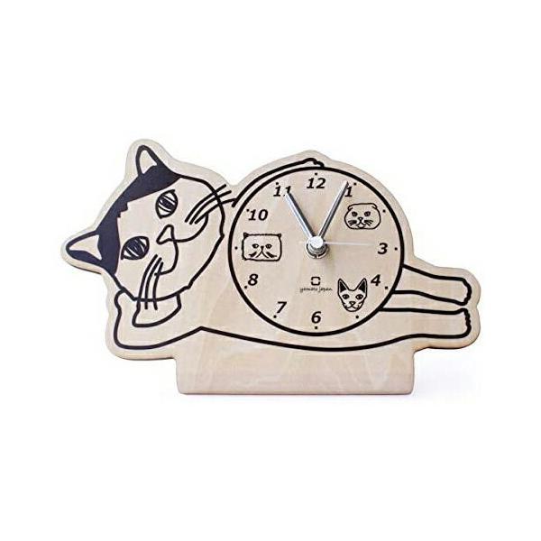 置き時計 木製 ネコ ねこ 猫 おしゃれ アナログ 北欧 シンプル 