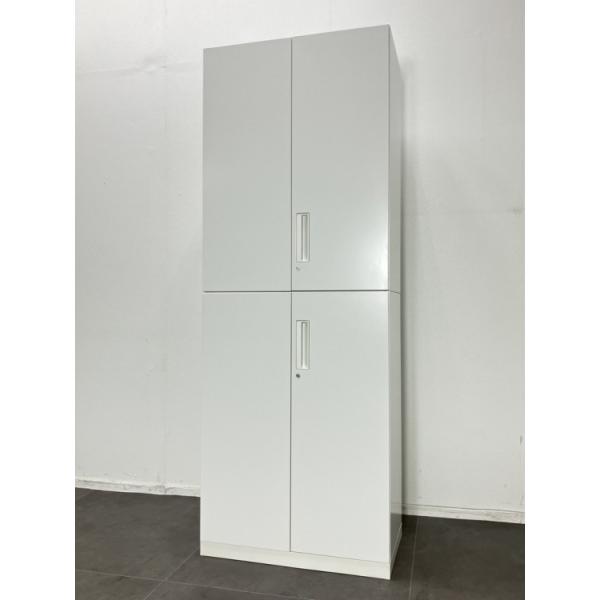 法人送料 コクヨ スチール書庫 両開き 幅800×奥行450×高さ2160mm オフィス 収納 ホワイト (中古品)