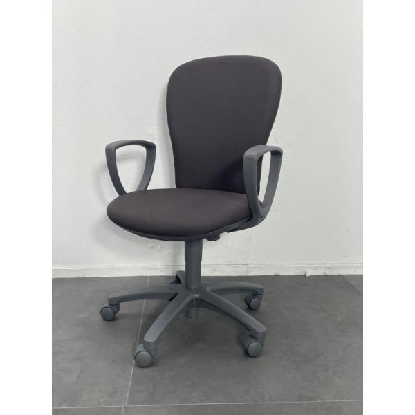 コクヨ オフィスチェア レグノ2 事務椅子 肘付き 布 ハイバック スレートグレー CR-G213 2021年製 (中古品)