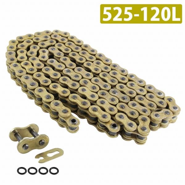 525-120L』『シールチェーン』汎用 バイク シール有 ゴールド チェーン