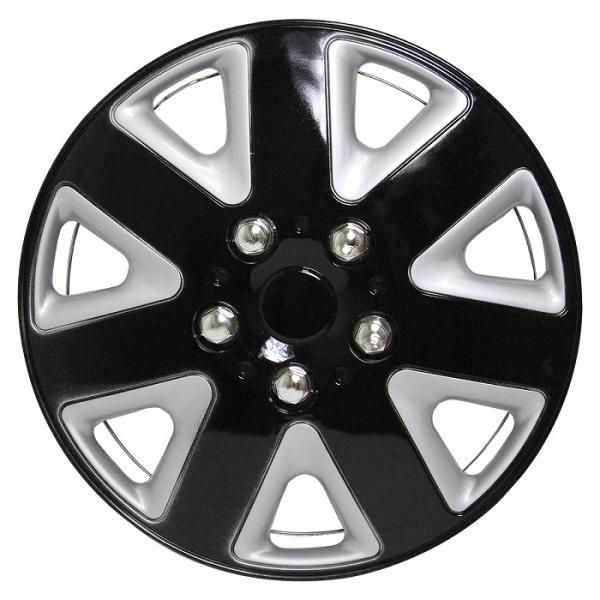 汎用 14インチ ホイールカバー 4枚セット ABS樹脂 スチール てっちん ホイール キャップ R14 『ブラック×シルバー』 黒/銀