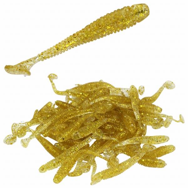 送料220円】ソフト ルアー 50個 ワーム セット 金 ゴールド 2インチ