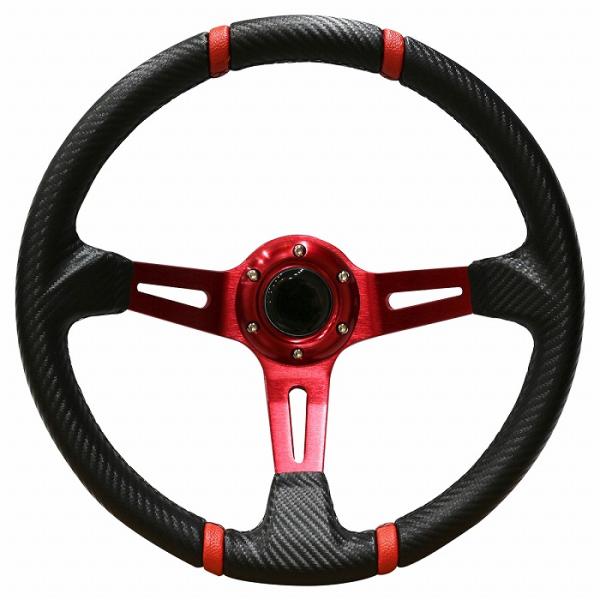 ディープコーン ステアリング 赤 レッド φ 350 mm 35cm 14インチ