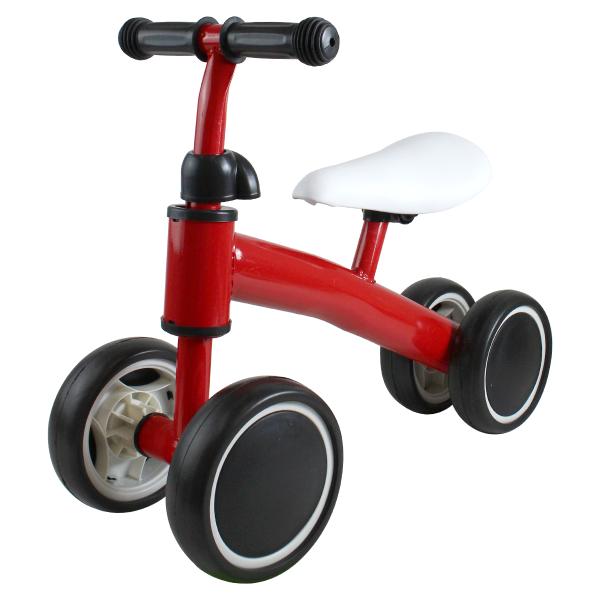 ペダルのない幼児専用スライダーです。安定感のある4輪タイプを採用！タイヤは柔らかいスポンジタイヤ採用で、フローリングの床を傷つける心配もありません！後ろに蹴った時に後輪が邪魔にならない設計でとっても乗りやすいです♪誕生日プレゼント、お祝いに...