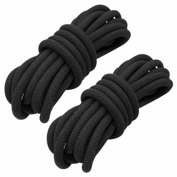 24打 10mm 10ｍ 2本セット 計20m 係留ロープ フェンダーロープ ダブルブレイド 黒/ブラック マリン ロープ 船 係船 10ミリ
