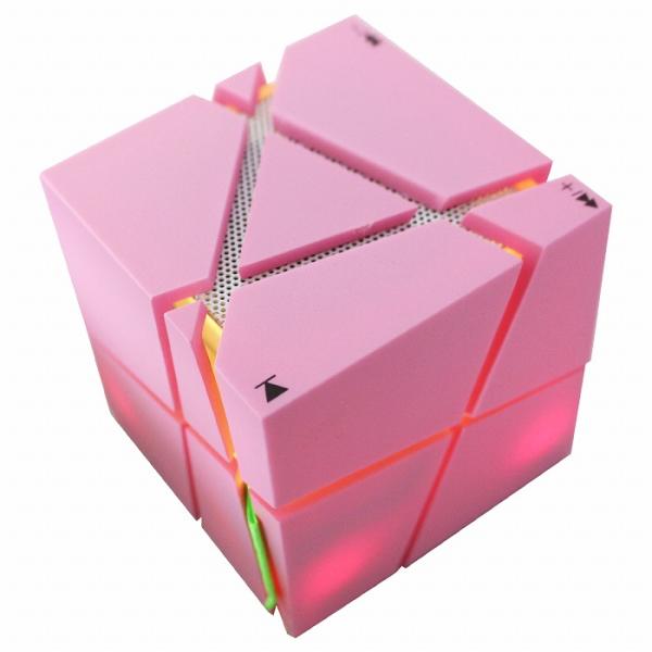 重低音 LEDライト搭載 Bluetooth スピーカー ピンク ワイヤレス 再生機
