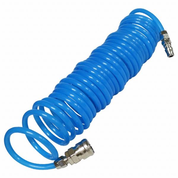 6m 外径8mm エアー コイル ホース 青 ブルー ワンタッチ クイック
