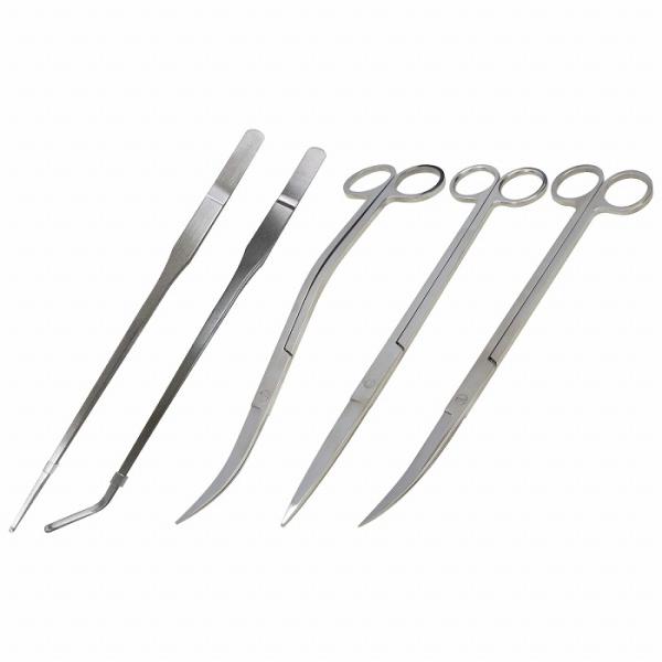 5点セット 【 27cm 270mm ピンセット 2種類 & 25cm 250mm ハサミ 3種類