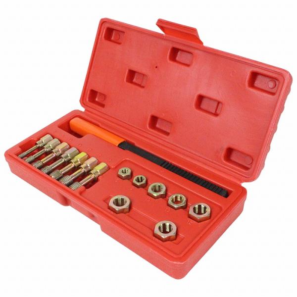 やすり付 タップダイスセット 15pc ボルト式 ネジ山修正 修復キット