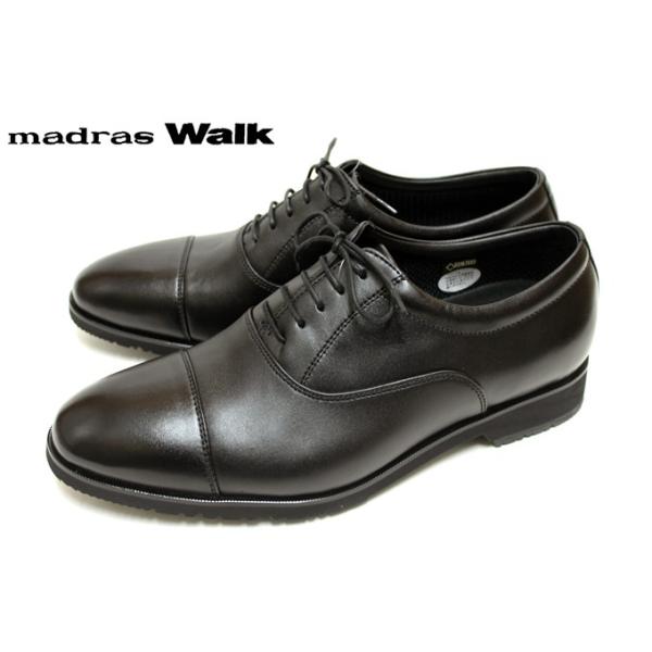 madras Walk MW8000 メンズ ビジネスシューズ 靴 フォーマルもOK 防水 ゴアテックス GORE-TEX 本革 ストレートチップ 4E 幅広 レースアップ  ブラック