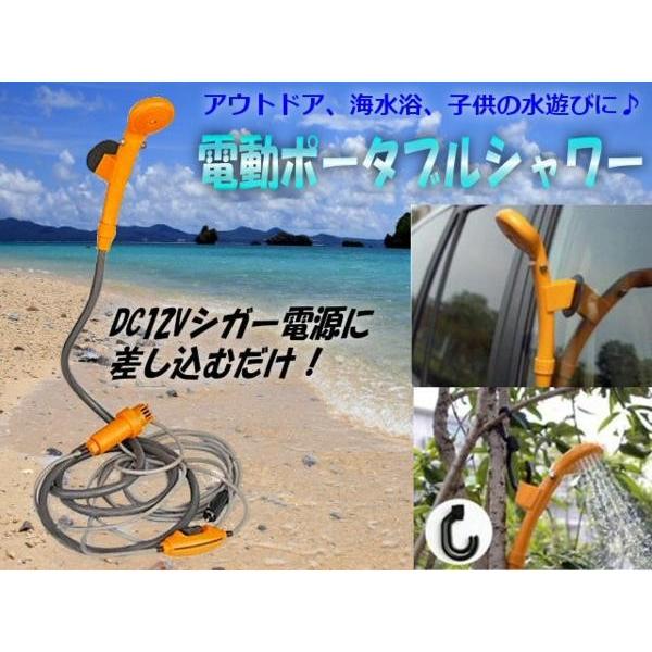 洗車・キャンプ・海水浴に!携帯型電動ポータブルシャワー/12v