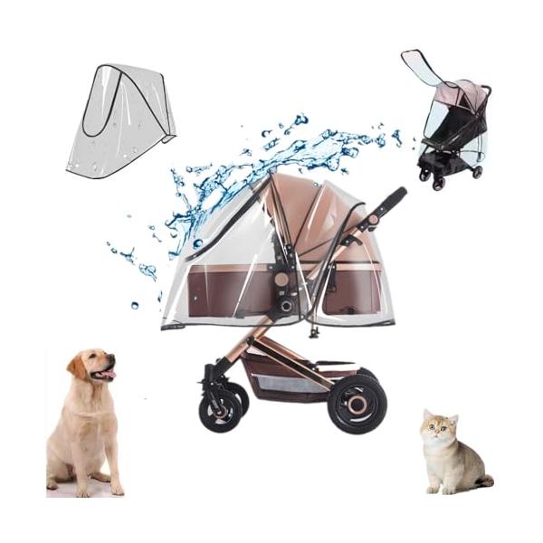 Unisize ペット用ベビーカーレインカバー 雪/雨/風よけカバー 犬/猫/ペットベビーカー用 折りたたみ式クリアペットレインカバー 様々なペ