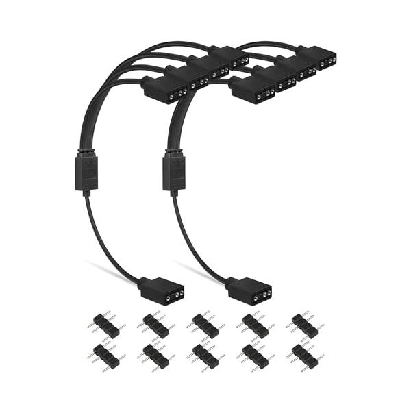 upHere ARGBファン用電源ケーブル 4分岐ケーブル アドレサブルLED用5V3