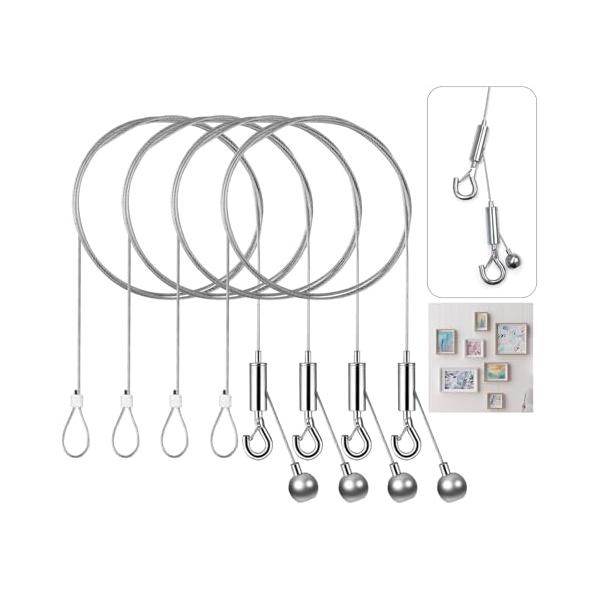 直径1mm-長さ0.5m-4本セット銀/-/D1・Style:直径1mm-長さ0.5m-4本セット・頑丈・強い耐荷重 当社のワイヤーは上品なシルバー調仕上げで、市場の競合製品と比較して、丈夫で耐久性に優れた7×7の316ステンレス素材を採用...