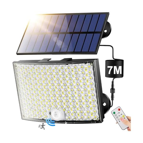 コンテンポラリー・Style:コンテンポラリー・パッケージ個数:1・??3000ルーメン超高輝度＆7M延長コード付きの分離型ソーラーライト268個の高品質なLEDがあるソーラーセンサーライトは3000ルーメンの超高輝度に達することができます...