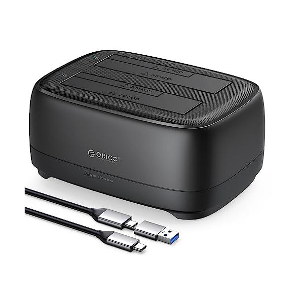 黒色/DD28C3/2 ベイ・Model:2 ベイ・40TB容量このORICOデュアルベイHDDスタンドは、3.5インチハードドライブの場合は最大20TB、2.5インチハードドライブの場合は8TBまでのシングルドライブ容量をサポートします。...