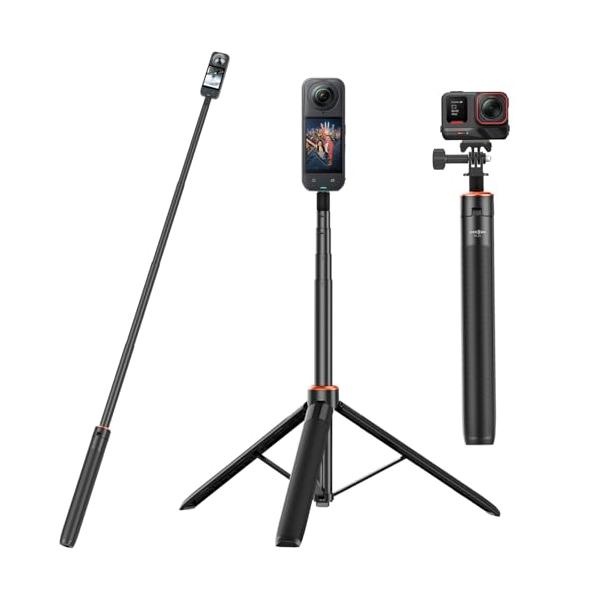 オレンジ/ブラック-136cm/-/TP-23・Color:オレンジ/ブラック-136cm・パッケージ個数:1・自撮り棒＋三脚オールインワン設計：手持ちの自撮り棒として使用したり、内蔵の三脚を広げて定点撮影したりできます。たとえば、自然の風...